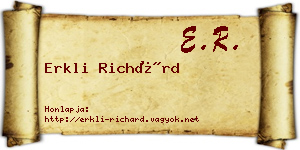 Erkli Richárd névjegykártya
